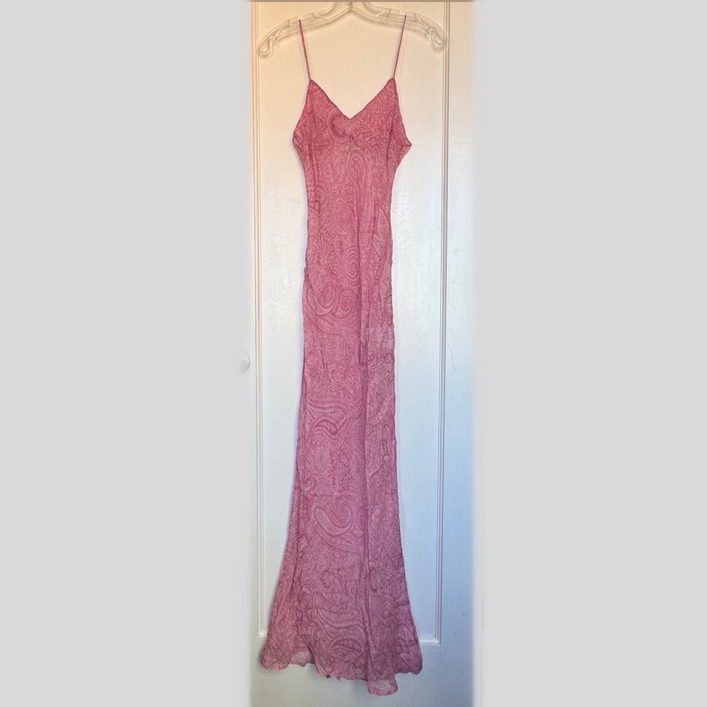 Etro Pink Paisley Sheer Silk Long Dress - Picture 1 of 11